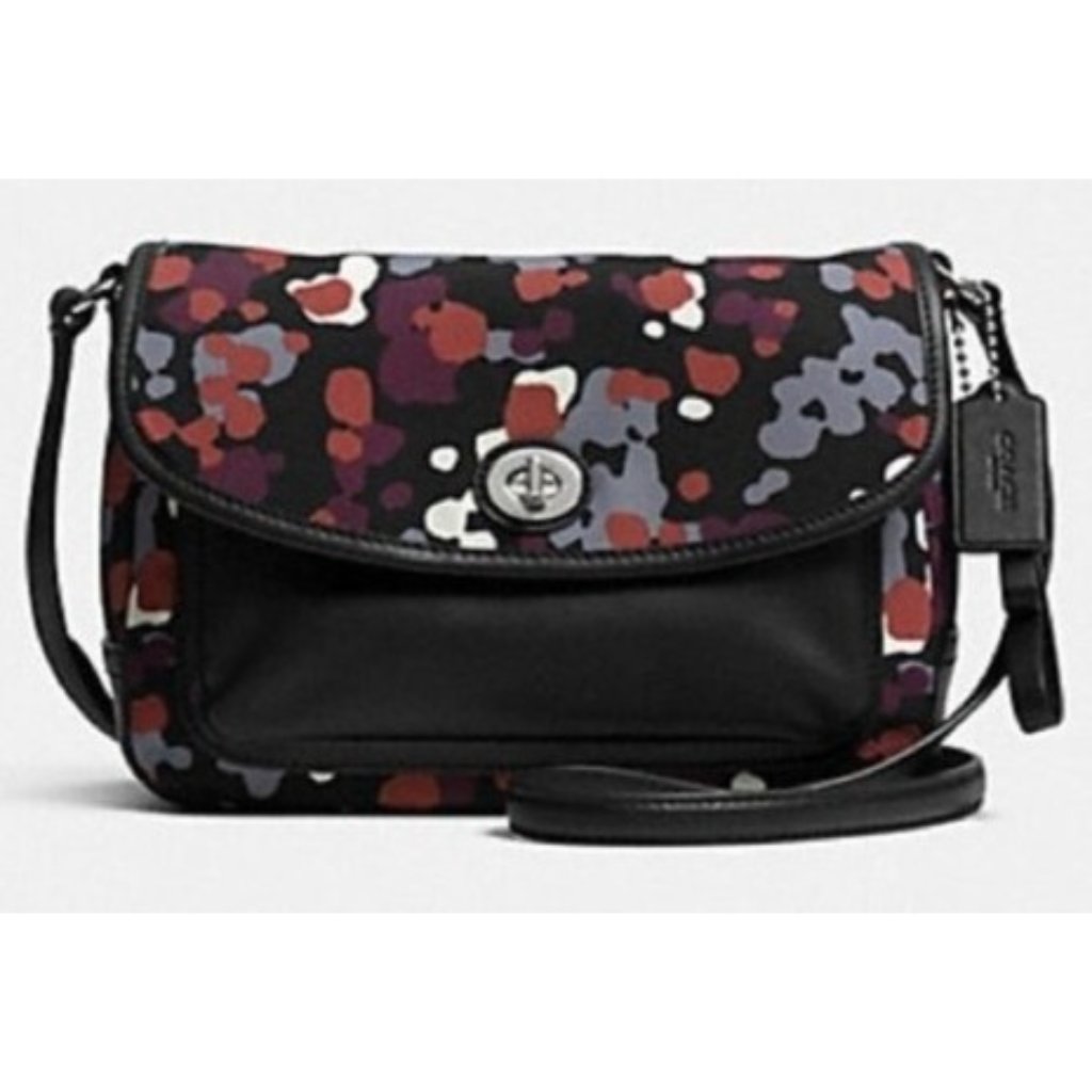 Coach Park Violet Splatter Flap Crossbody Bag Adjustable Strap
